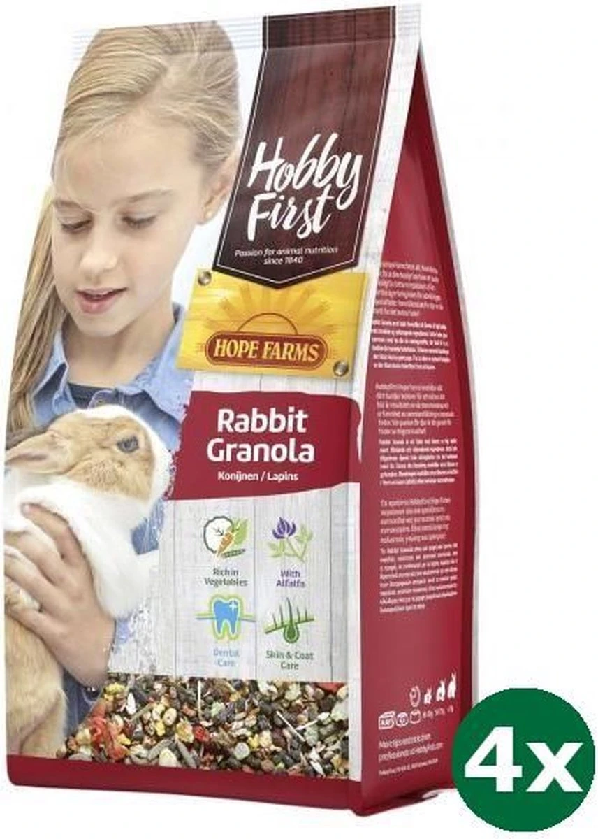 4×800 Gr Hobbyfirst Hopefarms Rabbit Granola 1 4×800 Gr Hobbyfirst Hopefarms Rabbit Granola