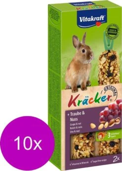 Vitakraft Dwergkonijn Kracker Noot 2 In 1 – 10 Stuks