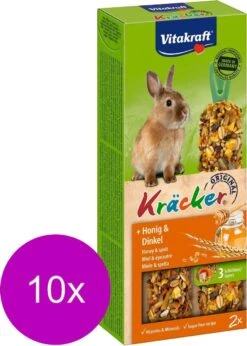 Vitakraft Dwergkonijn Kracker Honing 2 In 1 – 10 Stuks