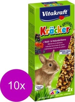 Vitakraft Dwergkonijn Kracker Bosbes 2 In 1 – 10 Stuks