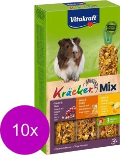Vitakraft Cavia Kracker 3in1 – Knaagdiersnack – 10 X Honing&Popcorn&Active