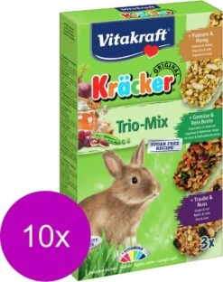 Vitakraft Konijn Kracker 3in1 – Konijnensnack – 10 X Musli&Groente&Popcorn